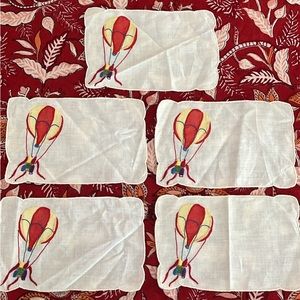 Set of 5 cocktail napkins vintage balloons